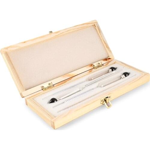 3pcs Alcoholmeter Hydrometer Set 0-100% Alcohol Wine Meter Tester Thermometer Vintage Alcohol Concentration Tools