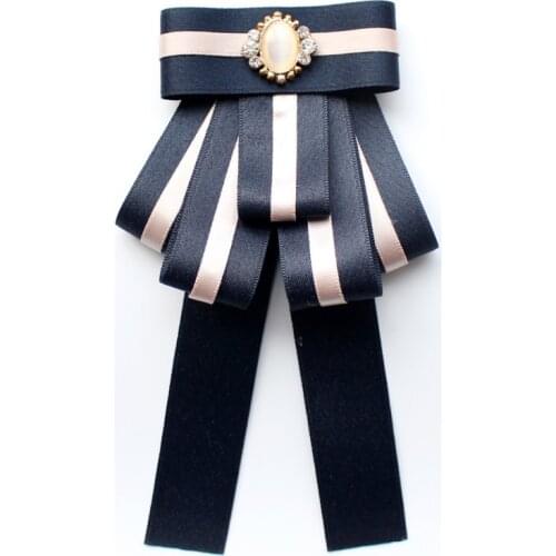 Handmade College Student Bowtie Ribbon Rhinestone Crystal British Party Girl Wedding Neck Wear Tie Cravat Butterfly Knot Bow Tie