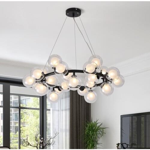 Nordic Bubble Led Chandelier Postmodern Simple Glass Ball Living Room Bedroom Hanging Lights Creative Dining Room Fixtures Lamp