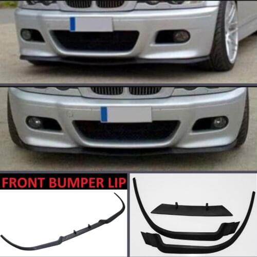 For BMW 3-Series E46 M M3 CUPRA R Front Bumper Lip Universal 3pcs Diffuser Black Bumper Lip Spoiler Body Kit Tuning Protector