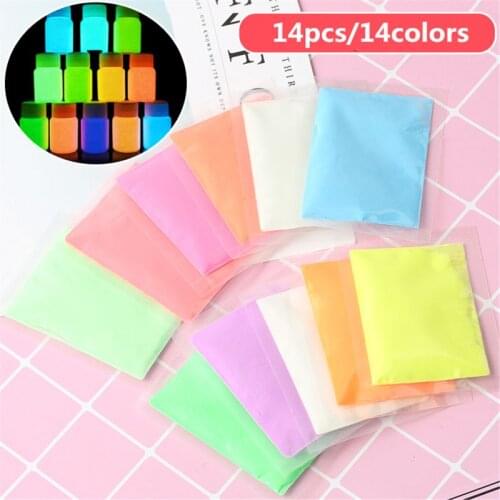 14 Colors Acrylic Paint Glow in the Dark gold Glowing paint Luminous Pigment Fluorescent Powder painting for Nail Art su