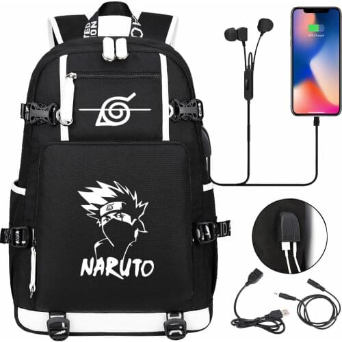 New Anime Kakash Uchiha Itach USB Boy Girl Book School Bag Large Capacity Teenagers Student Schoolbags Women Men Travel Backpack