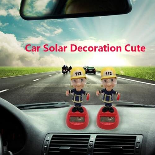 High Quality Car Solar Decoration Cute Firefighter Shaking Head Doll Car Accessory Use For Home Car Accessories Children