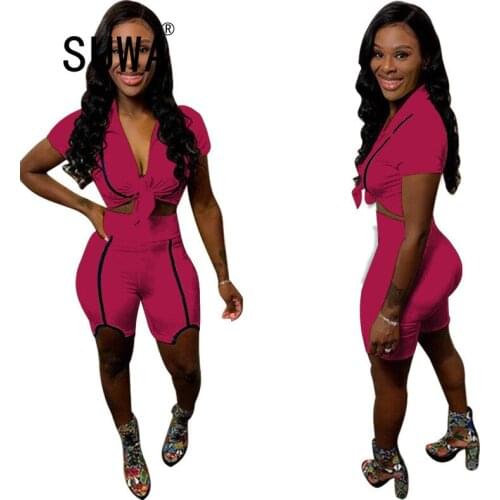 Wholesale summer soft streetwear women two piece shorts set short sleeve t-shirt top + biker sweatpants sporty fashion outfits