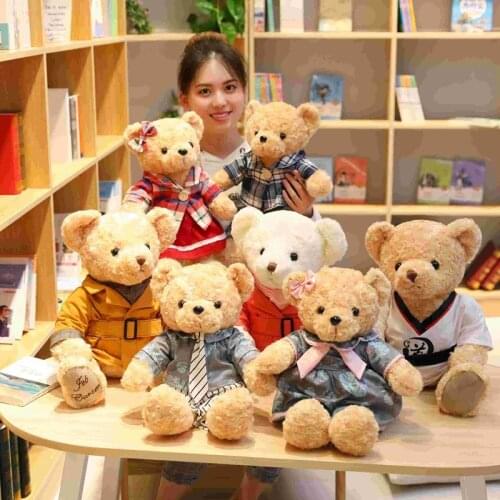 New lovely 1PC 45cm 6Kinds New Teddy Bear Plush Toys With clothes Korean Dress Couple Teddy Bear Doll Girls Birthday Presents