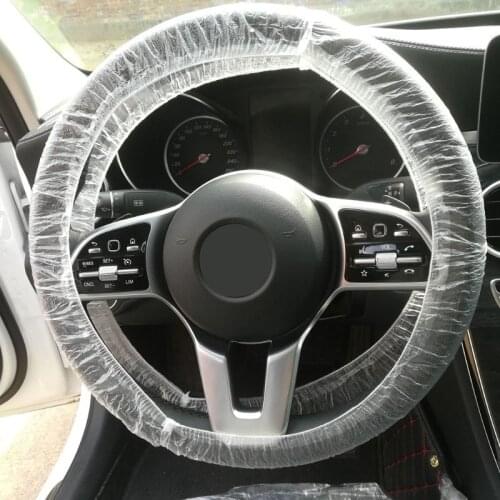 100 Pcs Universally Vehicle Car Disposable Plastic Steering Wheel Protector Cover Waterproof For Car Interior Accessories