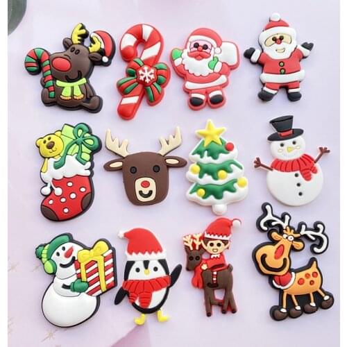 12pcs Cute Mini Christmas Series PVC Flexible Glue Flat Back DIY Scrapbook Embellishment Phone Craft Decoration F63