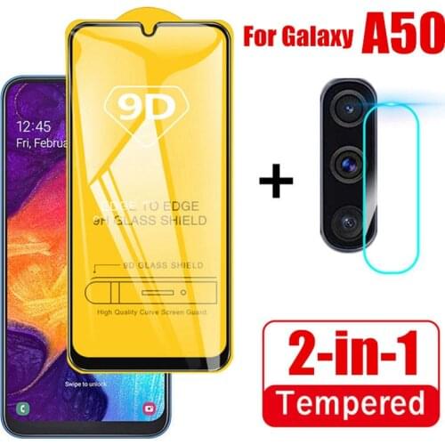 2 In 1 on For Samsung Galaxy A50 2019 Camera Lens Film & 9D Screen Protector Protective Tempered Glass for Galaxy SAM A50 A505F
