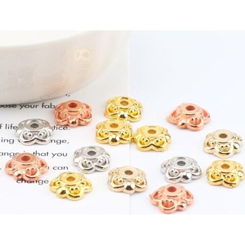 200pcs 9mm Mixed Plated CCB Bead Caps Flower Shape Loose Spacer For Jewelry Making DIY Necklace Bracelet Accessory Wholesale