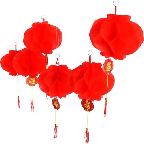 6pcs 2020 New Year Paper Lantern Chinese Festival Red Lantern Pendant Christmas Decorations For Home Ornaments Lanterns