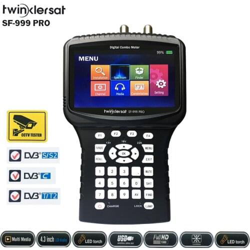 4.3 inch LCD Screen Spectrum Analyzer Twinkler SF-999 Pro HD Satellite Finder Combo DVB S2 DVB T2 DVB CCTV Camera tester in CVBS