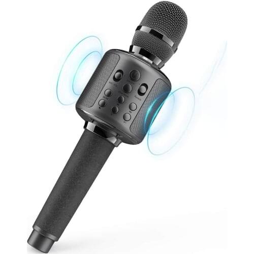 Karaoke Microphone Wireless Singing Machine with Bluetooth Speaker for Cell Phone/PC, Portable Handheld Mic Speaker