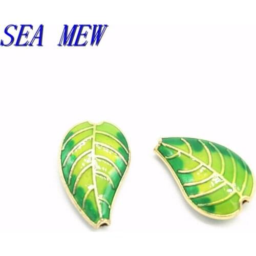 10pcs 11*17mm Metal Alloy Enamel Glaze Drops Leaf Nepal Handmade Spacer Beads Hole Bead Bodhi Bead DIY Accessories