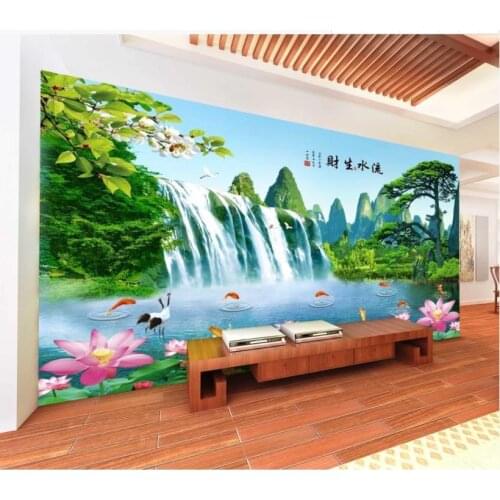 Custom photo wallpapers for walls 3 d mural wallpaper Idyllic scenery forest waterfall TV background wall papers home decor
