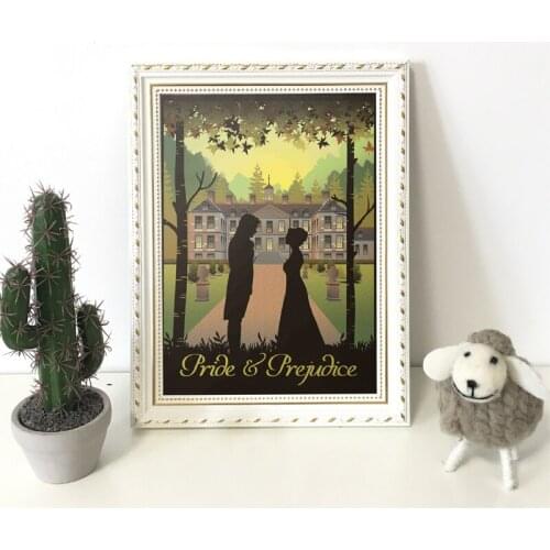 Pride and Prejudice Book & Movie Poster Prints Jane Austen Gifts Vintage Wall Art Canvas Painting Picture Home Room Wall Decor