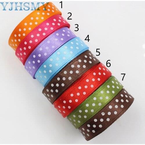 YJHSMY 176227, Polka Dots satin Ribbon,10MM ,20 yards The tape for Sewing , DIY Headdress Accessories Handmade material