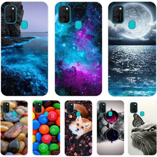 Clear Soft TPU Case For Samsung Galaxy M21 Funda 6.4'' cute transparent silicon Phone Back Cover Cases For Samsung M21 2020 m 21