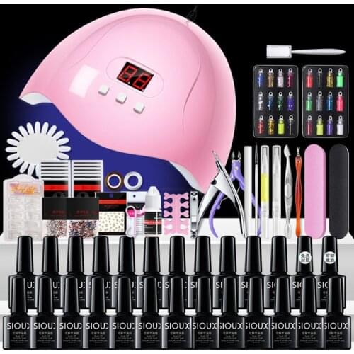Nail Set UV LED Lamp Dryer With 6/10/12/18/24Pcs Nail Gel Polish Kit Soak Off Manicure Tools Set Decoration Gel Polish Remover