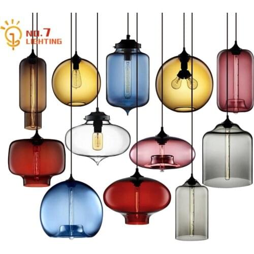 Nordic Design Simple Stained Glass Pendant Lights Modern Led E27 Kitchen Light Fixtures Restaurant Dining/living Room Bar Study
