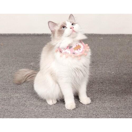 New Pet Cat Small Fresh Printed Triangle Saliva Towel, Cats and Dogs Collar Collar Accessories, Cats Saliva Towel Accessories