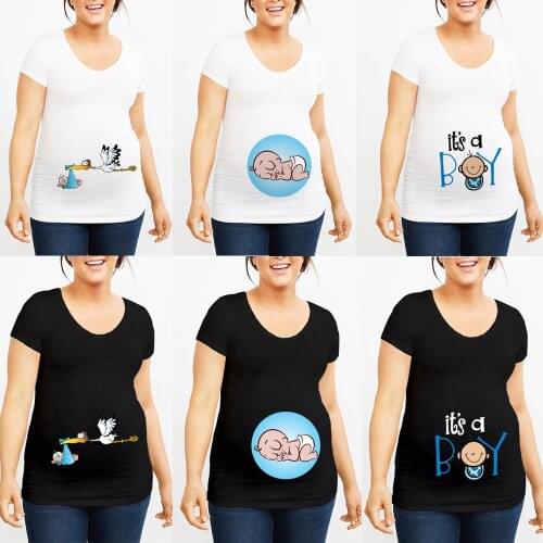 Pregnant Women Maternity Clothes Its A Boy Pregnant Funny T-shirt Summer Maternity Tops Pregnancy Announcement New Baby Tee