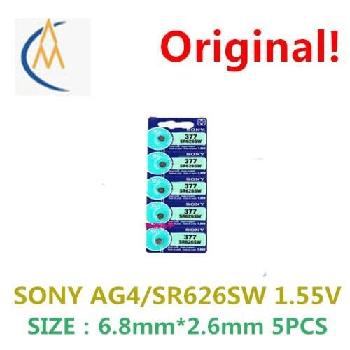 5PCS Authentic SONY AG4 silver oxide button button battery 1.5 V 377/177 electric toy watches quartz pocket watch