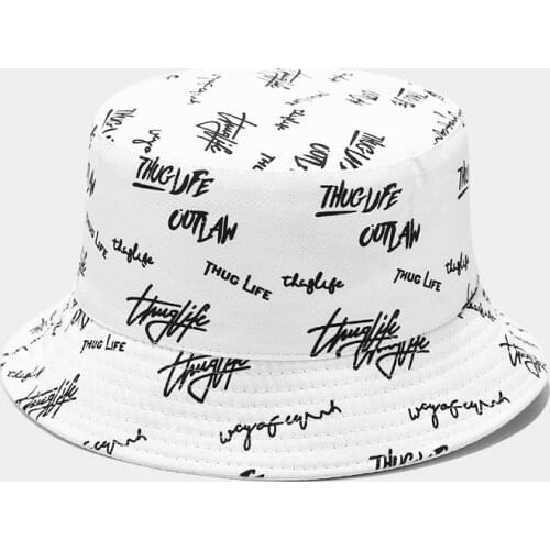 Bucket Hat Women English Letters Double Side Cotton Reversible Sun Protection Cap Mens Panama Hat Fisherman Hats Hot Selling