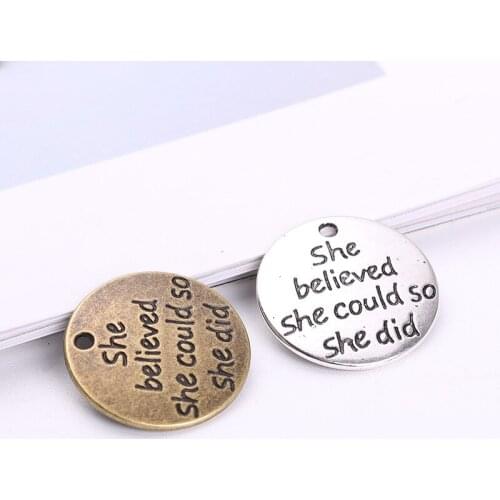 10 Pieces/Lot 23mm Letter Pendant Pendant Retro Alloy Plating DIY Handmade Necklace Pendant Accessories Wholesale