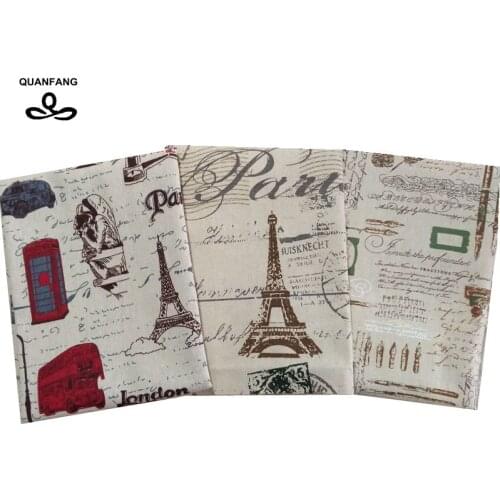 QUANFANG New Printed Cotton Linen Fabric For DIY Quilting & Sewing Sofa,Table Cloth,Curtain,Bag,Cushion Material,Half Meter