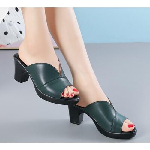 Logoneone Womens Slippers Sandals 2021 Summer 7.5cm High Heels Women Shoes Woman Slippers Summer Sandals Casual Shoes Mom Shoes