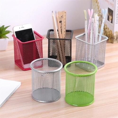 Mesh Metal Pen Holder Multi-Function Desktop Storage Basket Pen Holder Student Stationery Organizer