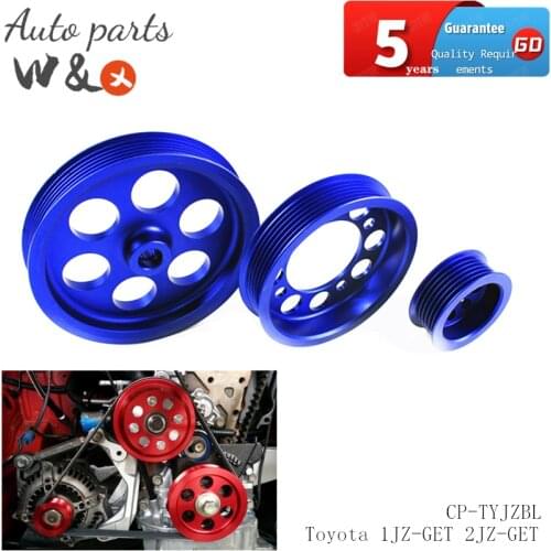 Crankshaft Pulley For Toyota 1JZ-GTE 2JZ-GTE Supra Crowm Mark Aluminum Crank Belt Pulley CP-TYJZBL