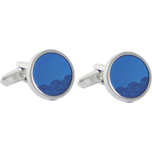 Blue Translucent Epoxy Sea Wave Pattern Cuff Links Fathers Day Gift Cuff Links Birthday Gifts Cuff Links