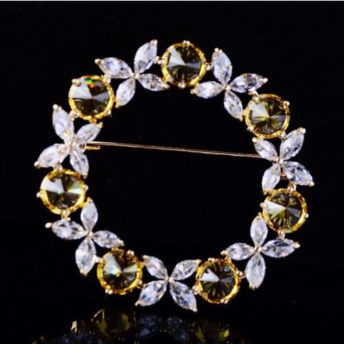 Korea Temperament Geometric Brooches for Women брошки на одежду |Elegant Circle Flower Crystal Corsage Brand Wedding Bouttoniere