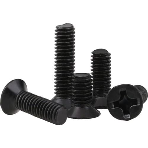 100 pcs M2 M2.5 M3 Flat head screws carbon steel screws M3*4 M3*5 M3*6 screws black Nickel plated KM screws