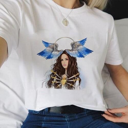 Womens T-shirt Lana Del Rey Print Fan T-shirt Summer Harajuku Graphic T-shirt Short Sleeve Casual White T-shirt Women