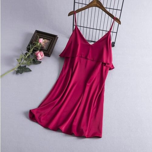 Spaghetti Strap Nightdress Ruffles Satin Nightgown Women Bathrobe Intimate Lingerie Sexy Sleepwear Kimono Gown Silky Homewear