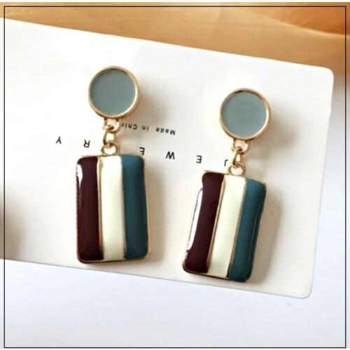 LANIWOO Retro Stripe Drop Earring For Women 2021 New Vintage Dangle Earring For Girls Wholesale Accessory