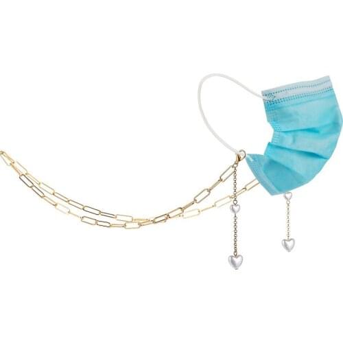 ZV 1pcs Love Heart-shaped Pearl Eyeglass Chain Jewelry For Women Mask Chain Gold color Wholesale Friend Birthday party Gift