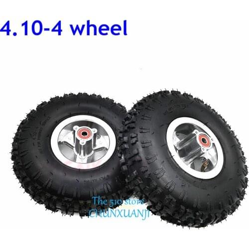 10 inch Pneumatic wheel 410/350-4 tire 4.10-4 tube tyre with 4'' alloy wheel hub for 49cc Mini Quad Dirt Bike Scooter ATV Buggy