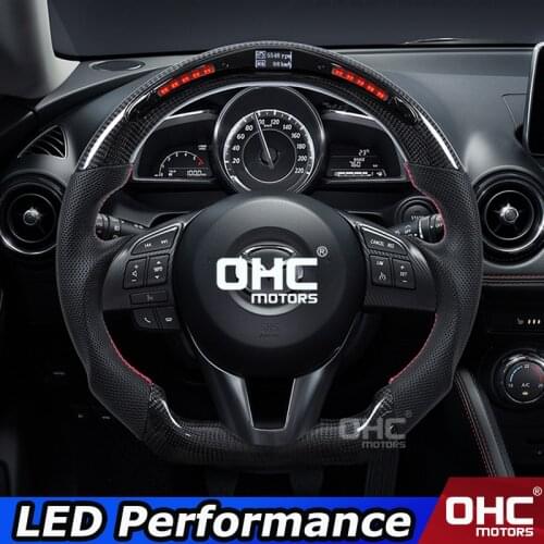 Real Carbon Fiber LED Steering Wheel compatible for Mazda 3 Mazda 6 CX-4 CX-5 RX-7 BT-50 LED Performance OHC Motors
