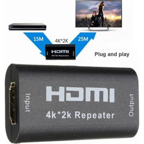 100pcs/lot HDMI Repeater 1080P 3D HDMI 4K*2K Repeater Extender Booster Adapter Over Signal HDTV Up To 40M