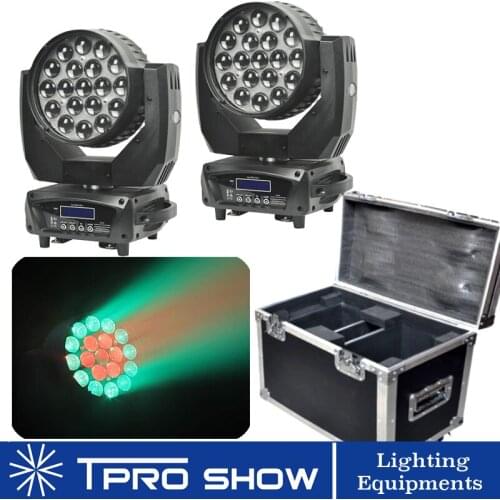 19x15W RGBW LED Zoom Moving Head Light Lyre Wash Beam Effect Light Dmx DJ Equipment Flight Case Packing For Stage DJ Party Show