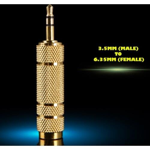 3PCS Headphone Adapter GOLD PLATED 6.35mm Socket to 3.5mm Jack Plug Audio Convertor M/F
