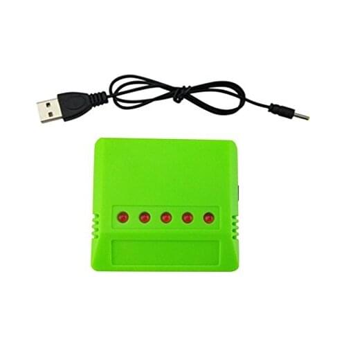 5 In 1 Battery Balance USB Charger 3.7V (1S) Lithium Ion Current Fast Charger for Syma X5HW X5HC RC Quadcopter Drone- Green