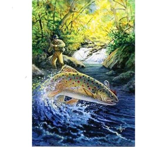 5D DIYDiamond Full Square diamond painting "fishing" embroidery cross stitch rhinestone mosaic painting decoration