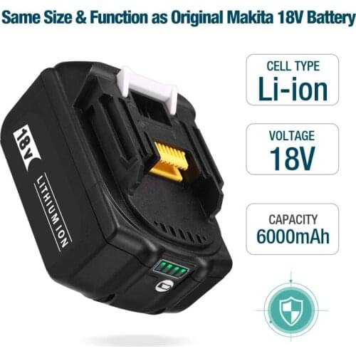 6000mAh 18V Lithium-ion Replacement Rechargeable Battery with LED for Makita BL1830 BL1840 BL1850B 194205-3 194309-1 Batteries