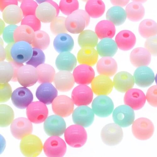 CHONGAI 200Pcs 6mm Candy Color Acrylic Round Ball Spacer Beads For Jewelry Making DIY Jewelry Accessories For Handicrafts
