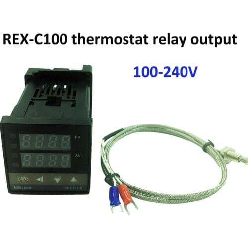 REX-C100 digital temperature controller thermostat relay output + K type thermocouple sensor 48 x 48