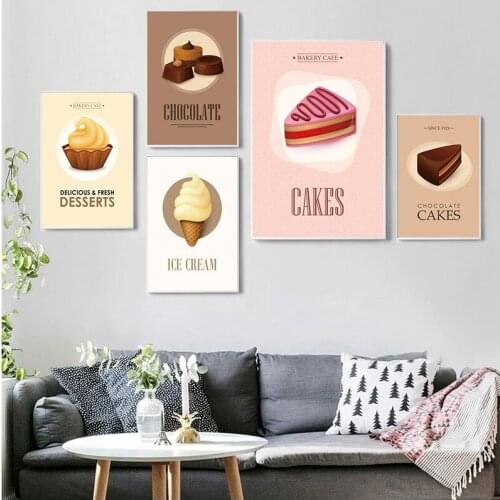Nordic Nursery Baby Room Decor Canvas Painting Watercolor Macaron Candy Cake Foods Posters Kitchen Room Wall Art Print Picture